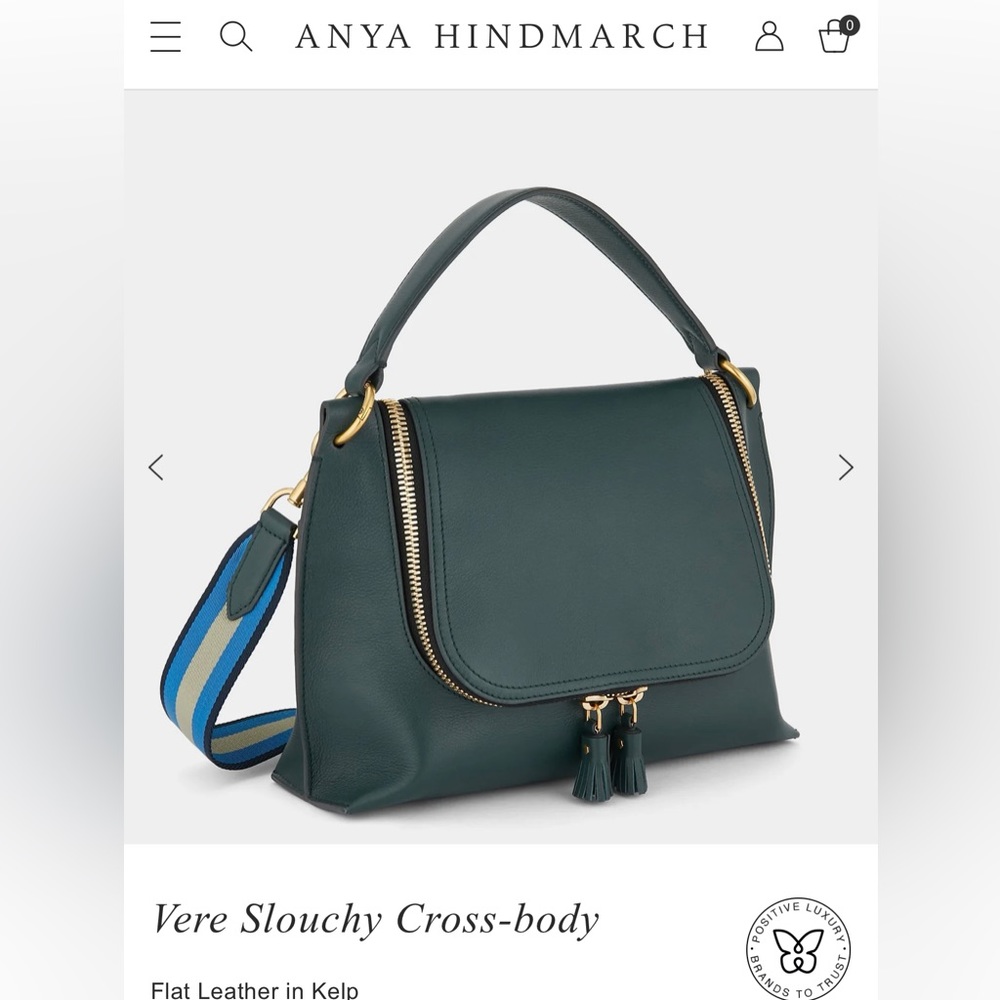 Anya Hindmarch Vere Slouchy Cross-Body, Flat Leather, Kelp color